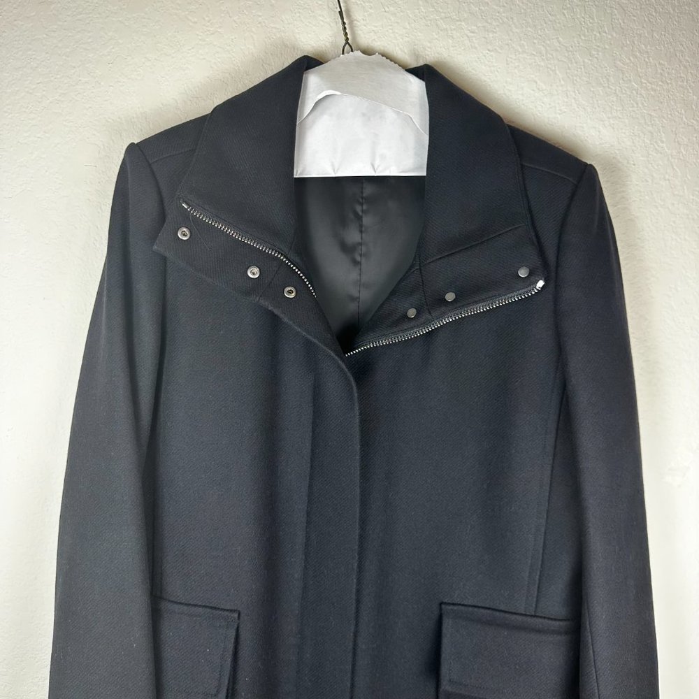 Theory Black Coat | size large | wool blend coat used twice - Picture 5 of 15